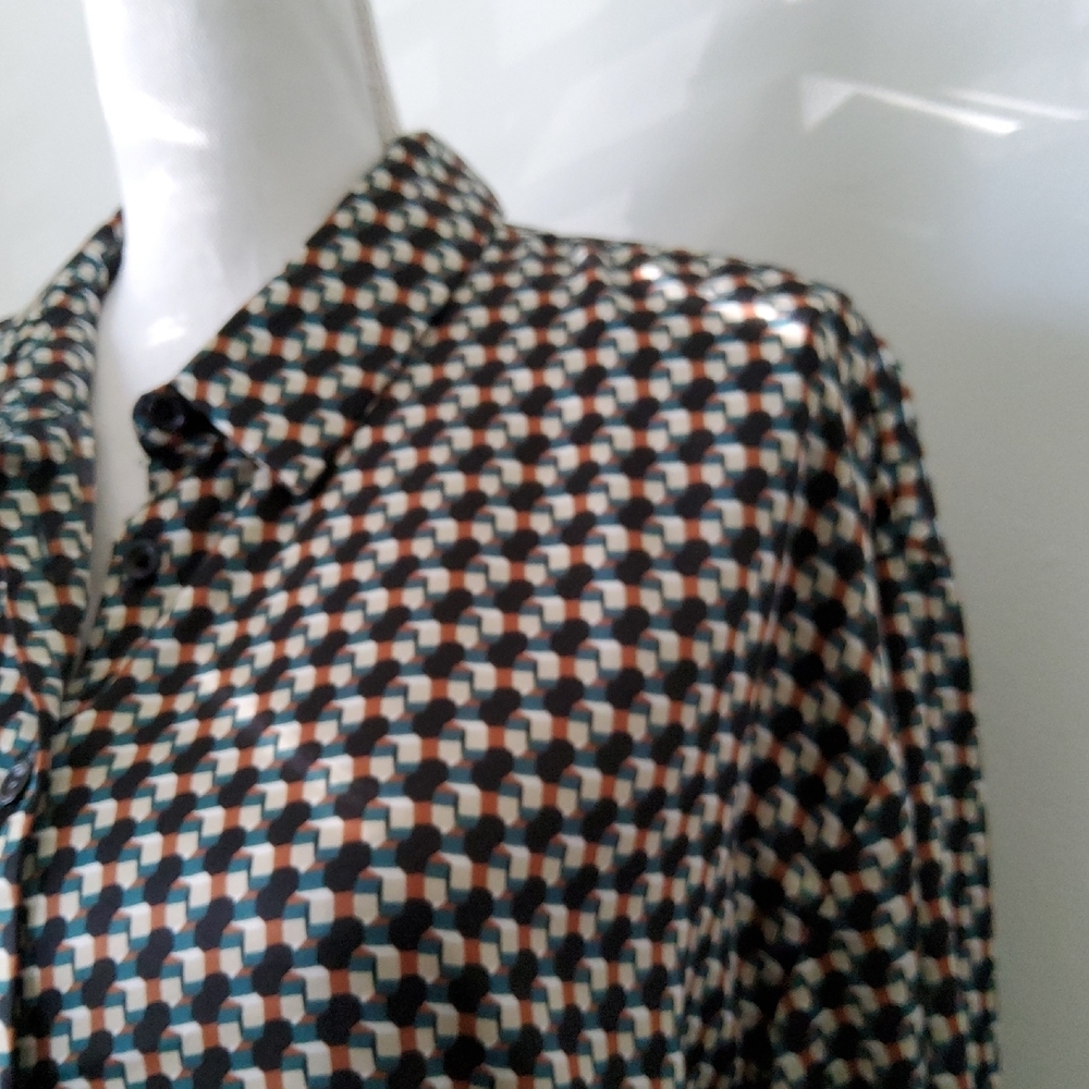 Carolina Belle Geometric Pattern Long Sleeve Shirtdress - Picture 3 of 11